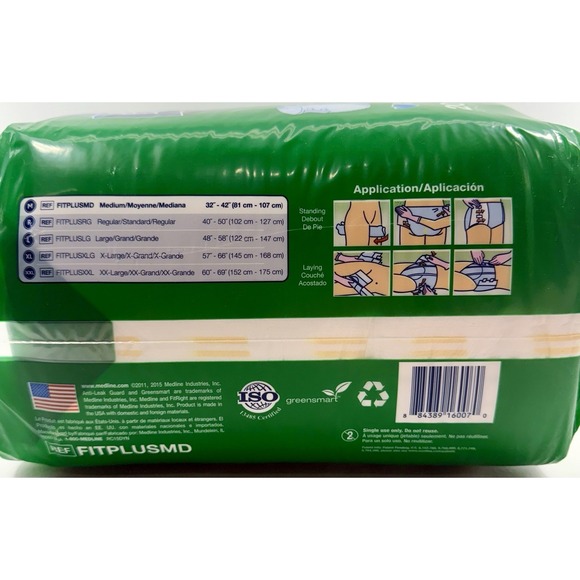 FitRight Plus Adult Briefs Medium 20 Count Pack Disposable Anti-Leak Guard NIP - Picture 3 of 4